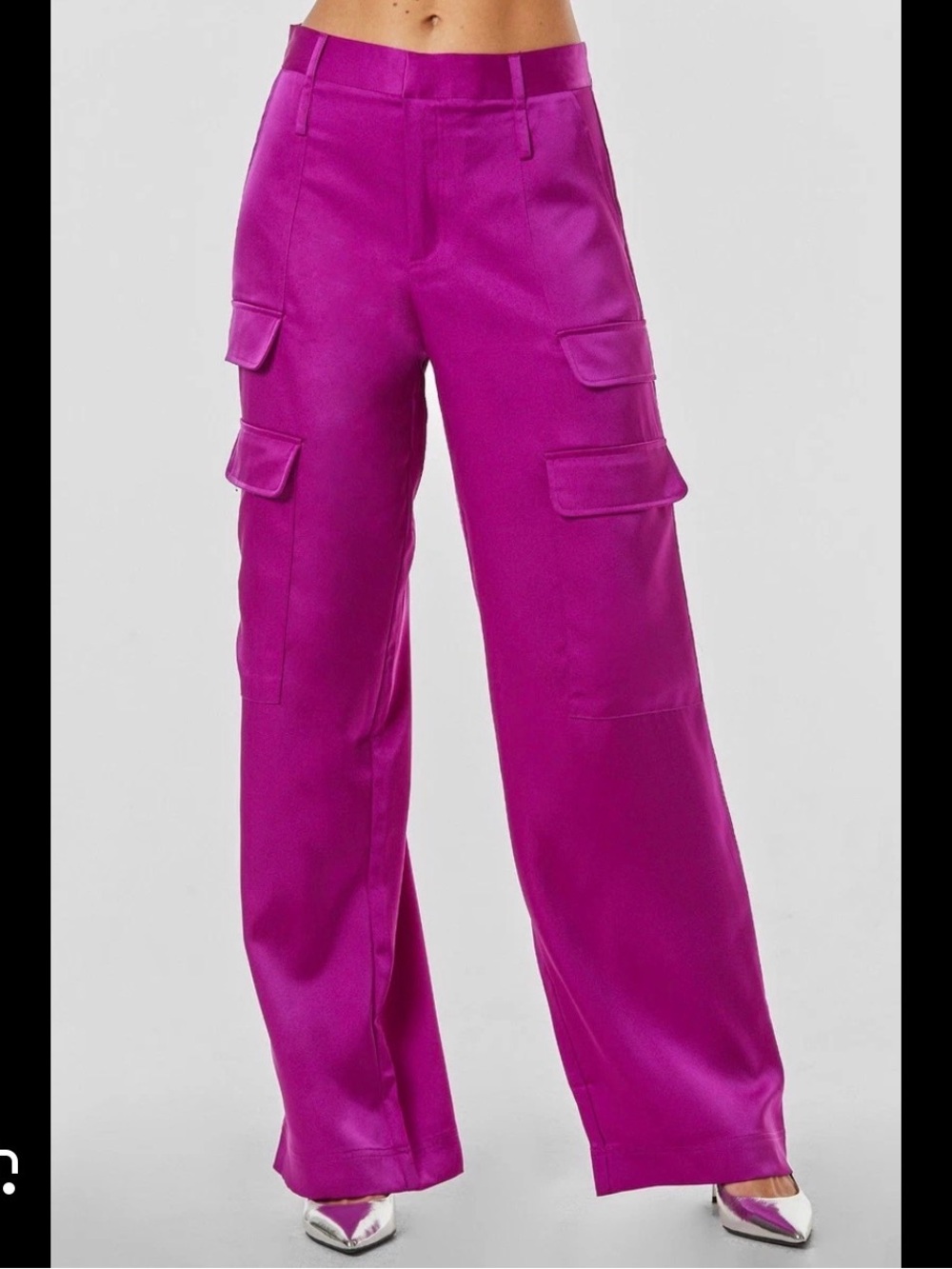 Noli High-Waist Wide-Leg Cargo Pants in Fuchsia